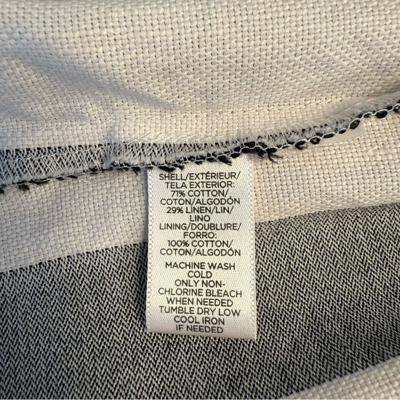 LOFT Black White Striped Fit & Flare Cotton Linen Dress 6 - Picture 9 of 9